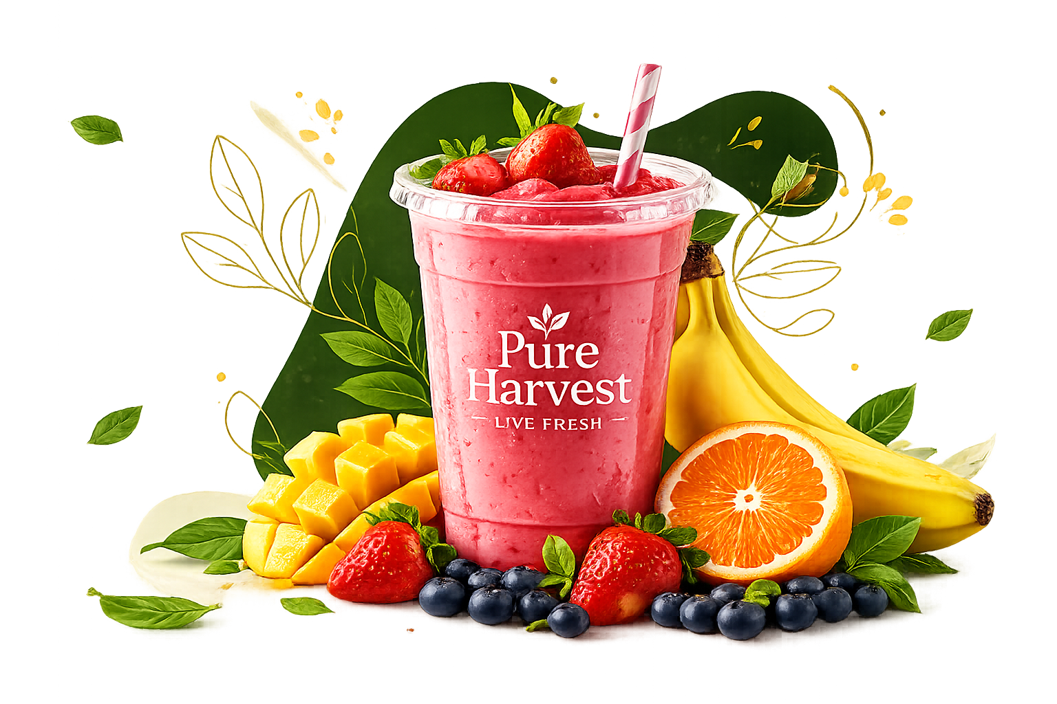 Fresh fruit smoothies and healthy ingredients